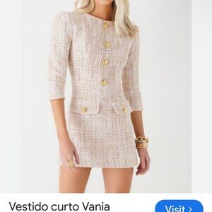 Elegant Cream Tweed Dress